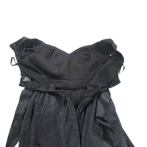 Trixxi Fit and Flare Mini Cocktail Dress Womens Junior Sz M Black Floral Gems - Picture 16 of 16